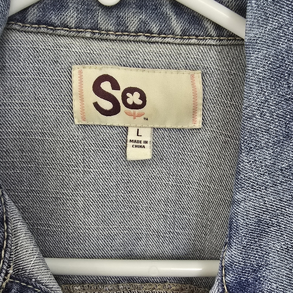 SO Junior's Blue Jean Jacket Size Large - Picture 4 of 5